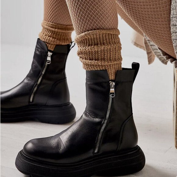 FREE PEOPLE Mara Zip Moto Boots Black size 8.5 NWOB $298 - Picture 2 of 15